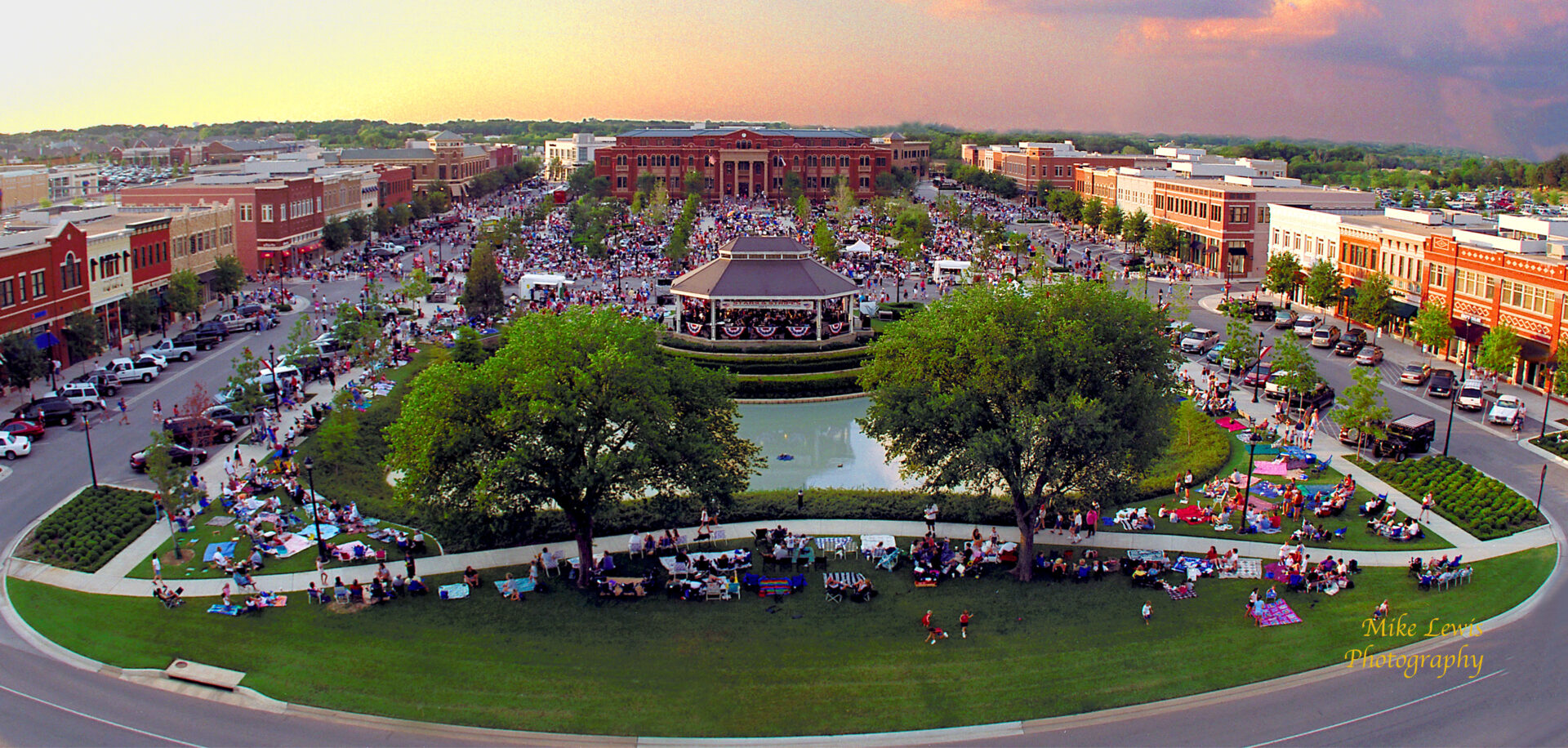 Southlake Town Square at dusk
